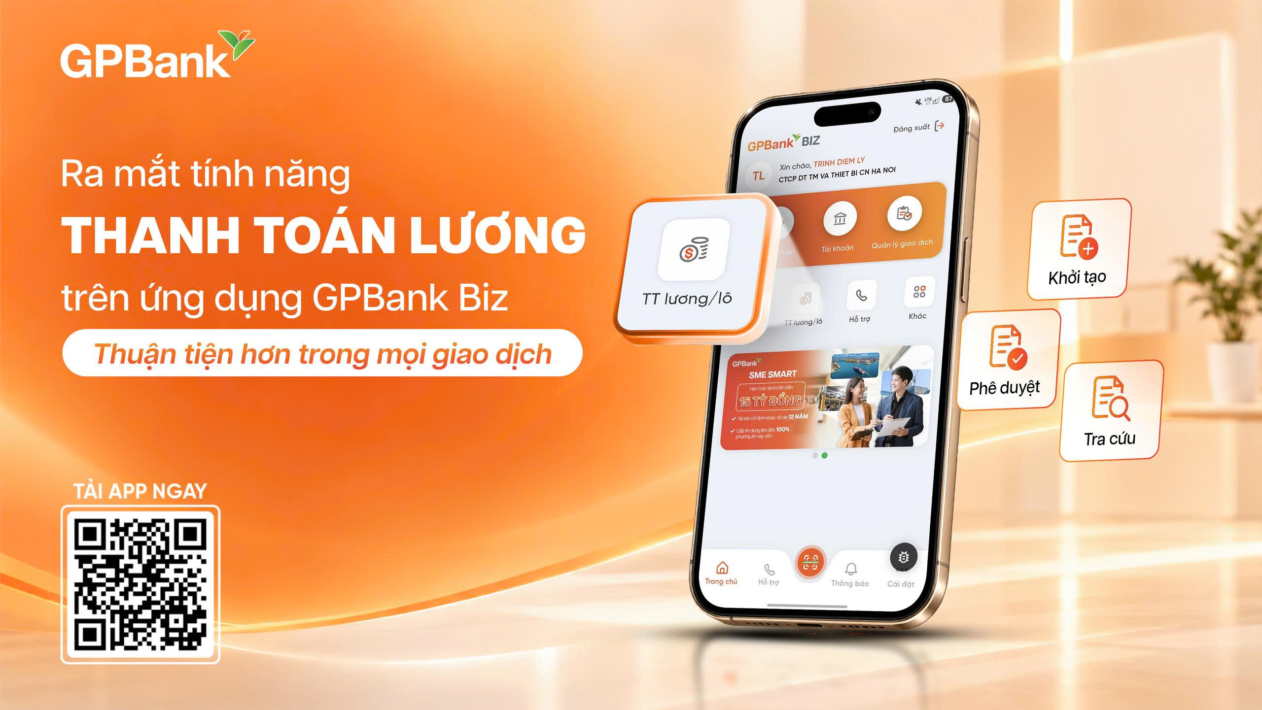 RA MẮT TÍNH NĂNG THANH TOÁN LƯƠNG TRÊN ỨNG DỤNG GPBANK BIZ – THUẬN TIỆN HƠN TRONG MỌI GIAO DỊCH