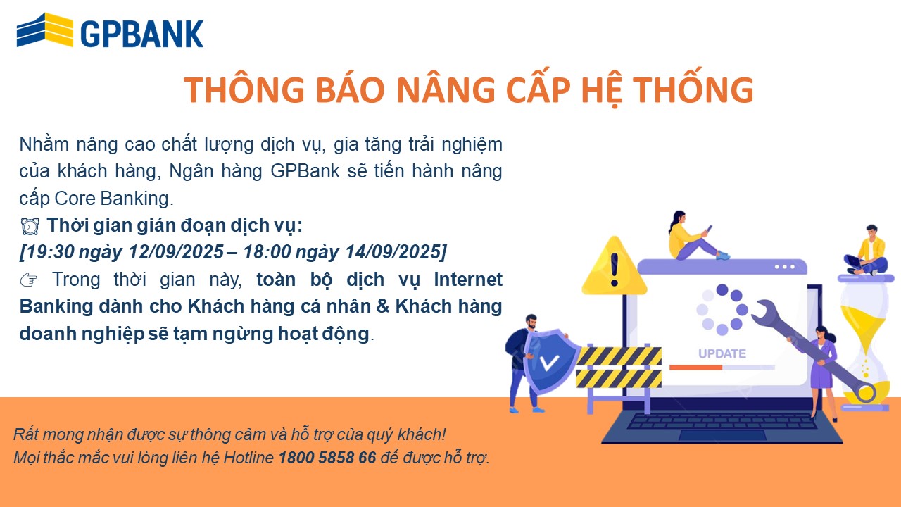 THÔNG BÁO NÂNG CẤP HỆ THỐNG